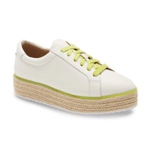 Halogen x Atlantic-Pacific Theodora Leather Platform Espadrille Sneakers White
